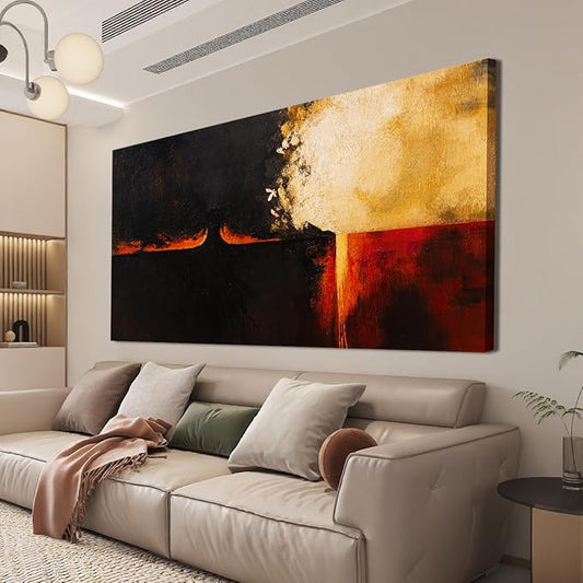 Canvas Wall Art Decor Wall Art Pictures For Living Room Black Red Vintage Wall Art Decor Abstract Art Work Decoration Modern Abstract Wall Art Prints For Bedroom Office Kitchen Wall Decor 24" x 48"