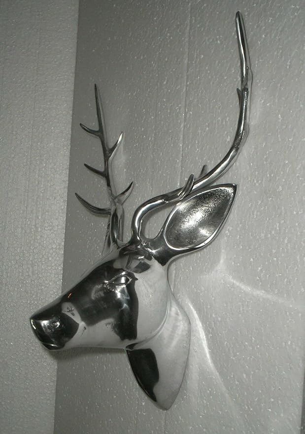 Large Deer Head Metal Wall Mount Sculpture Skull Deer Head Sculpture Unique Figurine Statue Wall Mount A Excellent Item For Home | Office | Restaurant Decorations