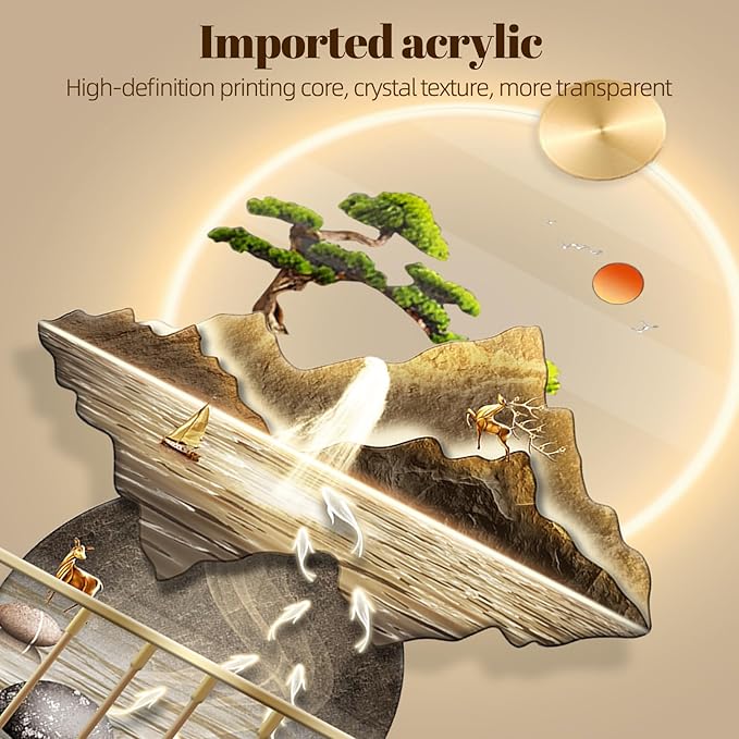 LED Light Decor Wall Art, 3D Art Wall Decor with Light, Decors Walls Sculptures Large 3D Art, Decors Walls Sculptures Lighting Modern, Plug-in Power Supply, Gold F, 23x53IN