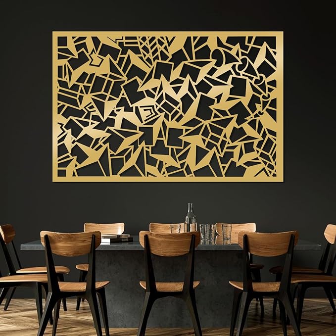 Abstract Geometric Metal Wall Art, Modern Geometric Metal Wall Art, Large Minimalist Geometric Wall Decor, Square Circular Triangle Wall Sculpture for Living Room, Office (Black, 35"x23"/90x59cm)