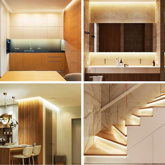 32.8ft COB LED Strip Lights 3000K Warm White Dimmable DC 24V Flexible LED Tape Light for Bedroom, with Remote and app Control LED Light Strip,for DIY Home Decoration