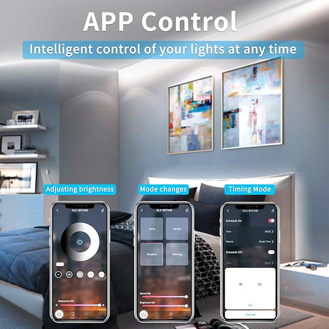 32.8ft COB LED Strip Lights DC 24V Dimmable 6000K White Flexible LED Tape Light for Bedroom, with Remote and app Control LED Tape Lights CRI90+,for DIY Home Decoration（White