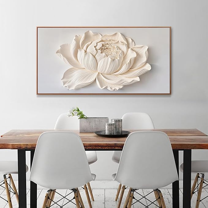 Canvas Wall Art Decor Painting White Flower Plants Wall Decor Botanical Modern Wall Art Print Paintings Decorations Artwork Pictures For Bedroom Home Office Artwork 20" × 40" With Framed