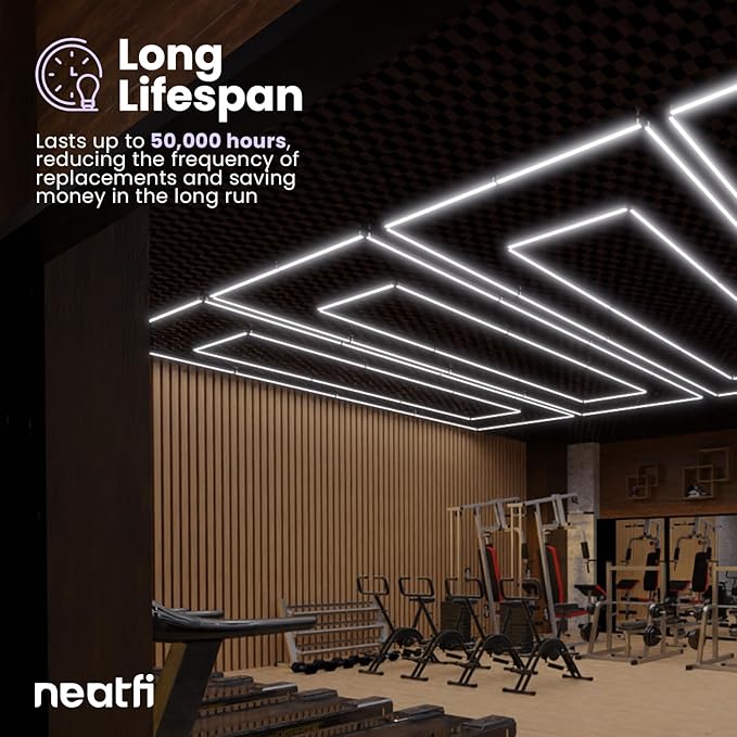 Neatfi LED Super Bright Garage Light, 35,200 Lumens, Ceiling Lighting for Auto Shops, Gym, Basement, Warehouse, Barber and Beauty Salons (2 Rectangles, Cool White)