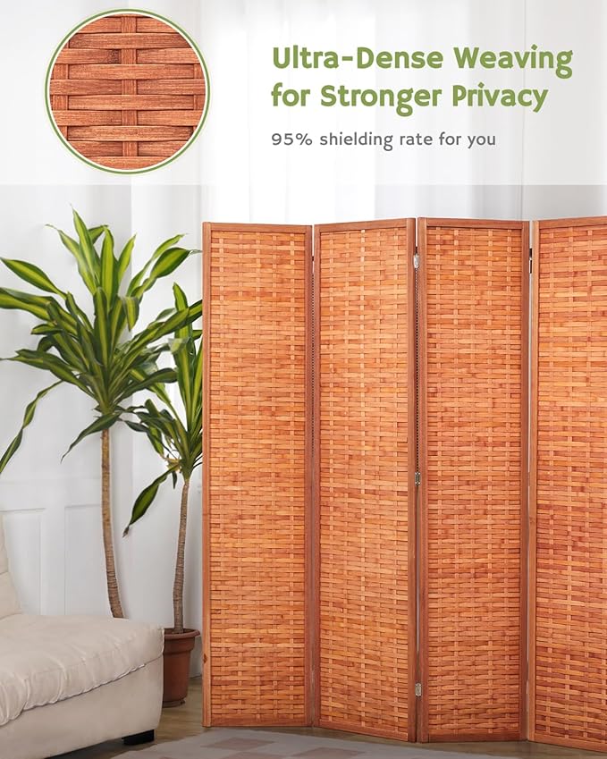 JOSTYLE 6ft Folding Privacy Screens 6-Panel Freestanding Room Dividers