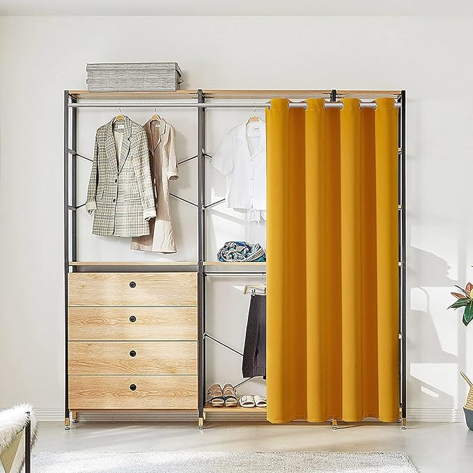 ChrisDowa Blackout Door Curtain for Doorway Privacy, Grommet Closet Curtain for bedroom closet door, Thermal Insulated Temporary Door Cover Room Divider Drapery (1 Panel, Mustard Yellow, 34 x 80 Inch)