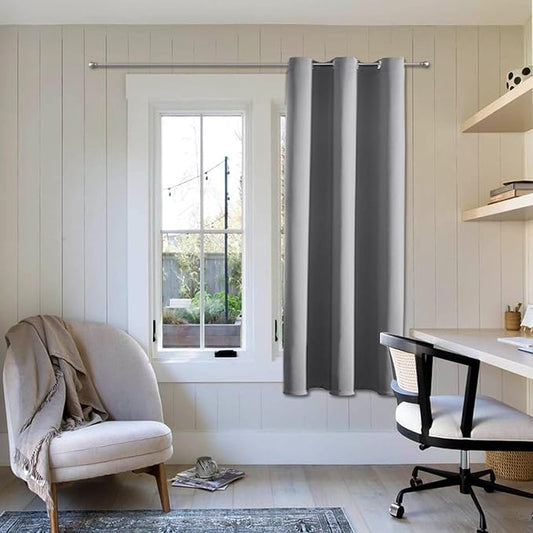 ChrisDowa Small Window Curtains 40 inches Long for Bedroom - Grommet Short Thermal Insulated Room Darkening Curtains for Kitchen (1 Panel, Light Grey, 29 x 40 Inch)