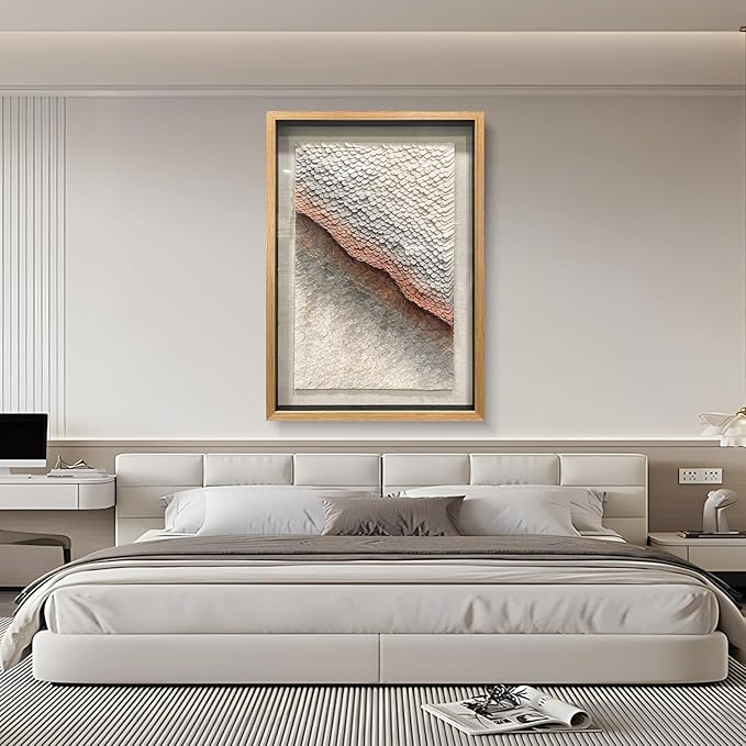 BrightA White 3D Wave Wall Sculpture - Heat-Formed Acrylic Strips Art with Dynamic Shadow Play, Solid Wood Frame Contemporary Artwork for Modern Interiors 39.4" x 59"