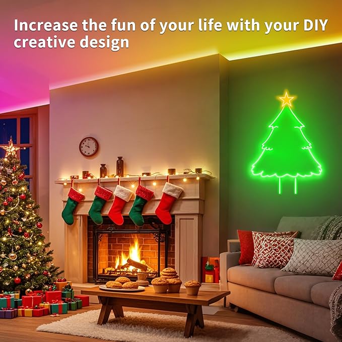 100Ft Led Rope Lights, Flexible Neon Lights Control with App/Remote, Multiple Modes, IP65 Outdoor RGB Waterproof, Music Sync Gaming Light Strip for Bedroom Décor