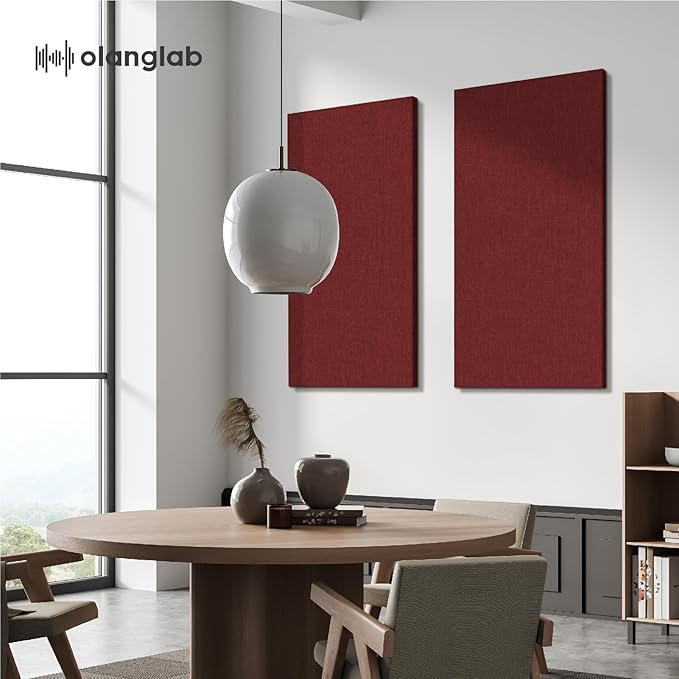 Olanglab Acoustic Panels 2 Pack, 48''x24'' Large Sound Panels, Fabric Wrapped Sound Proof Foam Panels for Walls, Sound Absorbing Panels for Recording Studio Acoustical Treatments (Burgundy)