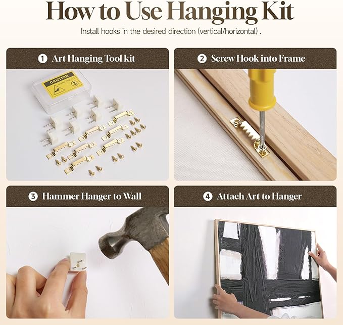 Large Boho Framed Wall Art, Set of 3 Piece Bohemian Wall Hanging Canvas Paintings Artwork for Walls, Neutral and Orange Geometric Art Prints Pictures for Living Room Bedroom Office Wall Decor 16x24 In