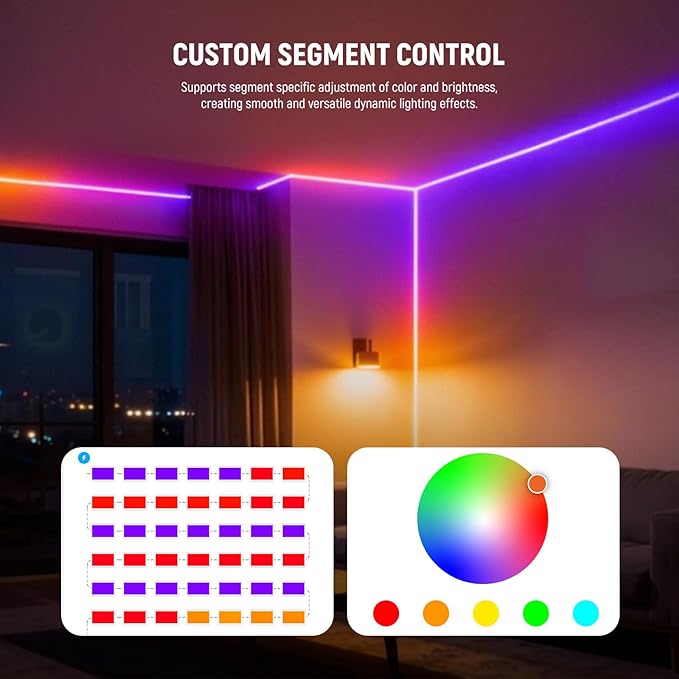 NEEWER 9.84ft/3m LED Strip Lights Front Lit, Smart AI RGB Cuttable Neon Rope Light, App Control Color Changing for Bedroom Gaming Room Studio Home Classroom Wall Outdoor Outside Waterproof Decor, NS01