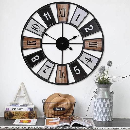 SIN&MI Large Wall Clock Vintage Large Digital Creative Garden Wall Clock Iron Outdoor Clock Round Silent Clock Suitable for Indoor and Outdoor Decoration 20 Inch