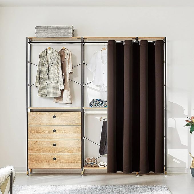 ChrisDowa Blackout Door Curtains for Doorway Privacy, Grommet Closet Curtains for Bedroom Closet Door, Thermal Insulated Temporary Doorway Cover Room Divider Drapes (1 Panel, Brown, 34 x 80 Inch)