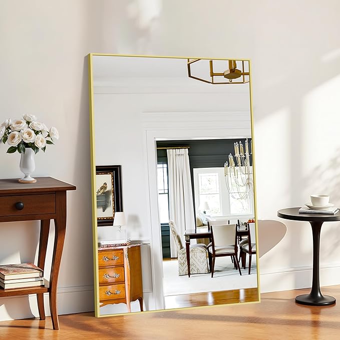 KOCUUY Large Gold Bathroom Mirror, 60x40 Inch Rectangular Mirror for Bathroom Sink, Oversized Wall Mirror with Metal Gold Frame for Living Room, Farmhouse, Entryway, Hang Horizontal/Vertical