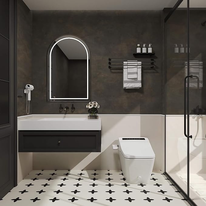 JSEVEM 31"×354" Large Size Extra Thick Wide Dark Brown Tan Grey Rusty Concrete Wallpaper Peel and Stick Metallic Concrete Contact Paper Vinyl Wrap Tile Stickers for Bedroom Bathroom Office Room Walls