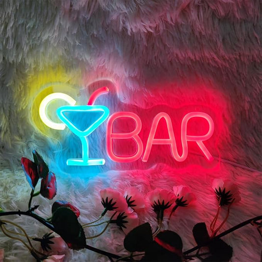 Bar Neon Sign Neon Bar Lights Bar Neon Signs for Home Bar LED Sign Neon Bar Sign Light Up for Home Bar Wall, Bar Lights for Home Bar Living Room Bistro Man Cave Party, 9.8"" x 4.8""