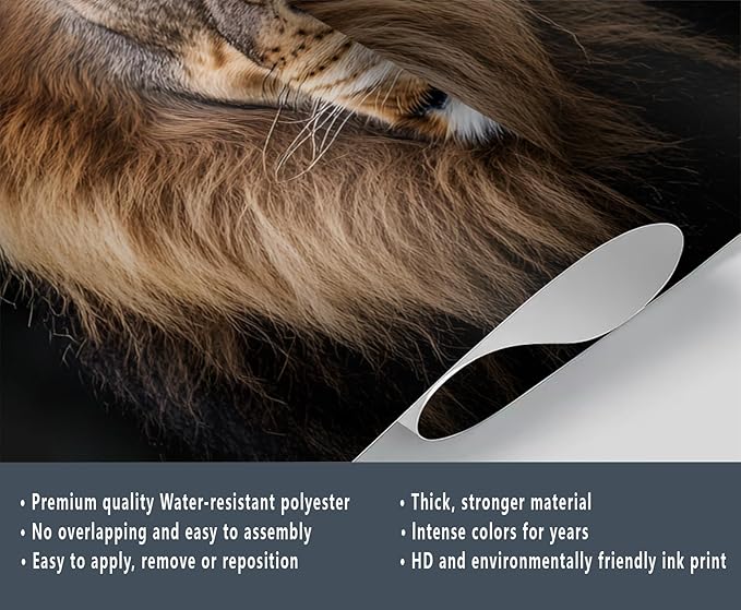 Lion King Mural Wallpaper, African Lion King Murals, 3D Wild Animal Murals Wallpaper for Living Room Bedroom Tv Background Wall Home Decor Mural (Not Peel Stick)