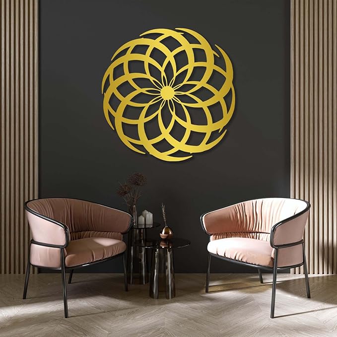 Metal Abstract Wall Art, Rustic Farmhouse Wall Decor, Boho Wall Decor, Vintage Wall Decor, Abstract Wall Decor, Metal Minimalist Wall Art, Wall Decor for Bedroom (Black, 39"×39" | 100×100cm)