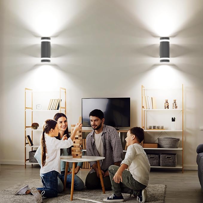 Modern Outdoor Wall Sconce,Smart LED Outdoor Lights-RGB+CCT Color Changing, App&Voice Control, Compatible with App Smart Life, Ambience Exterior Porch Lights for Patio, Garage,Yard