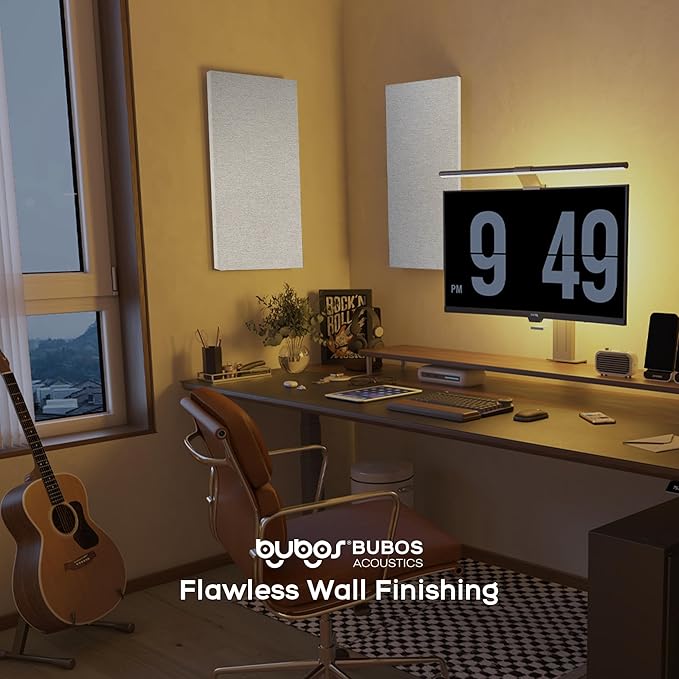 BUBOS 4 PCS Acoustic Panels,23.6''x11.8'' Fabric Soundproof Wall Panels,Self-adhesive Sound Absorbing Panels for Studios, Office, Home Theater,Fabric-Clad Grey