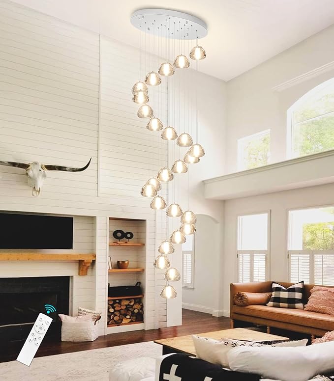 25-Lights Modern Crystal Chandeliers for Staircase LED Handing Light Fixture for Foyer Hallway