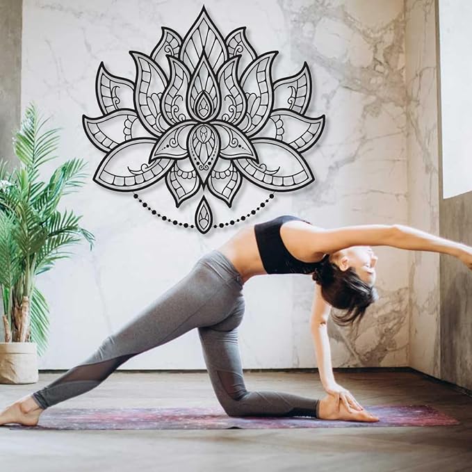 Mandala Wall Decor, Lotus Flower Metal Wall Art, Metal Mandala Wall Art, Metal Wall Decor, Metal Flowers Wall Decor, Metal Lotus, Spiritual Wall Decor, Lotus Flower Decor (18"W x 17"H / 46 x 44 cm, white)