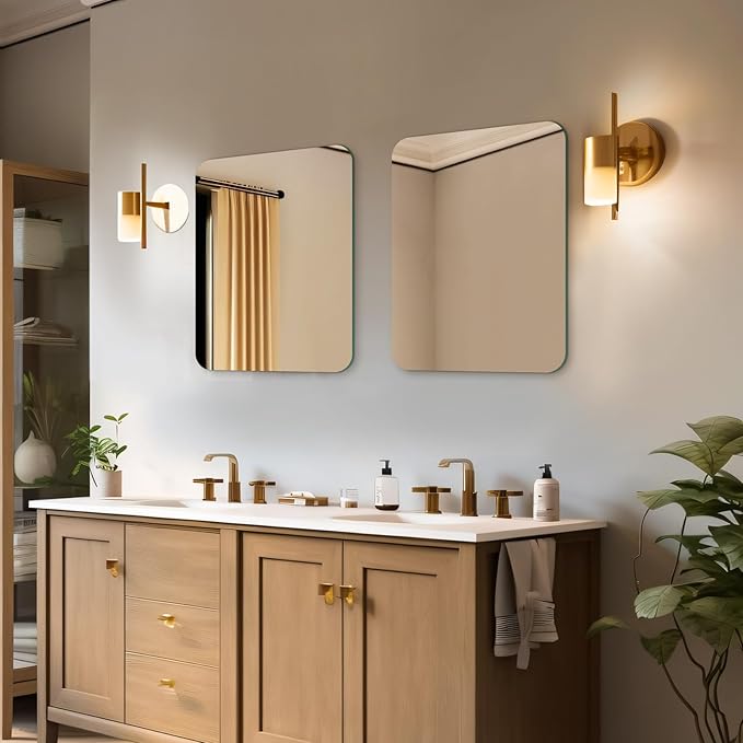 Mirrorons 18x24 Frameless Bathroom Mirror, Rounded Corner Bathroom Vanity Mirror, Modern Wall Mounted Vanity Mirror for Living Room, Bedroom, Entryway (Horizontal/Vertical)