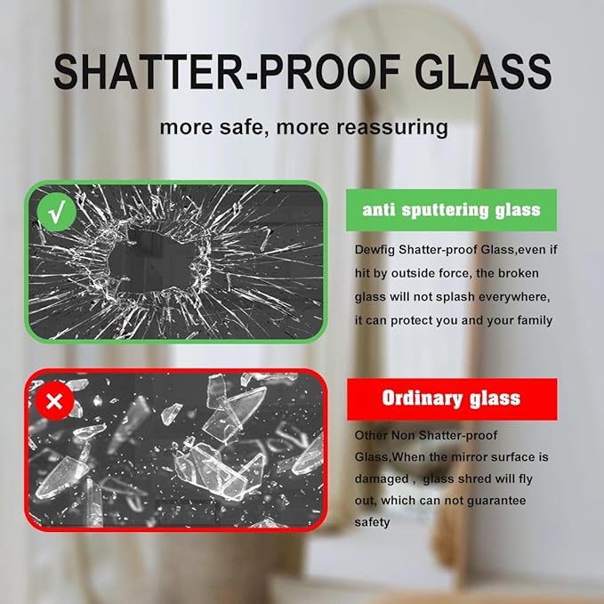 Arched Full Length Mirror, 64"x21" Large Floor Mirrors with Stand, Full Body Mirror for Leaning Hanging, Standing Mirrors for Bedroom, Living Room,Dressing Room, Aluminum Alloy Frame, Black