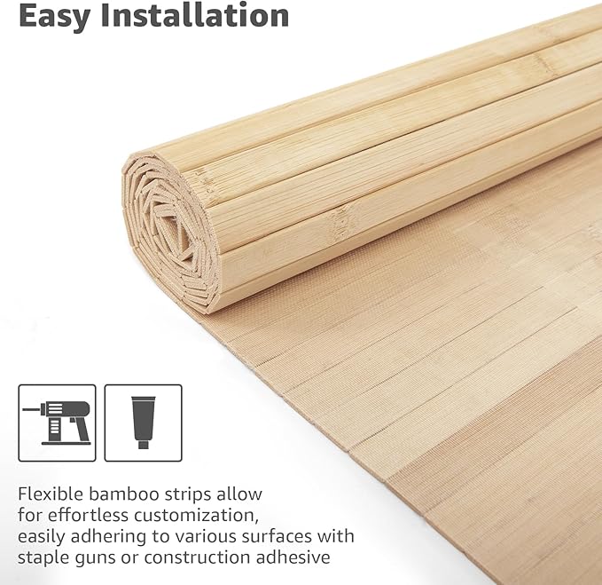 Art3d Natural Bamboo Wall Panel for Interior Wall Decor, Renewable Pole Wrap Wainscoting Paneling for Wall Ceiling Furniture Cabinet Office, 12 x 96 Inch, 2-Pack - Carbonized