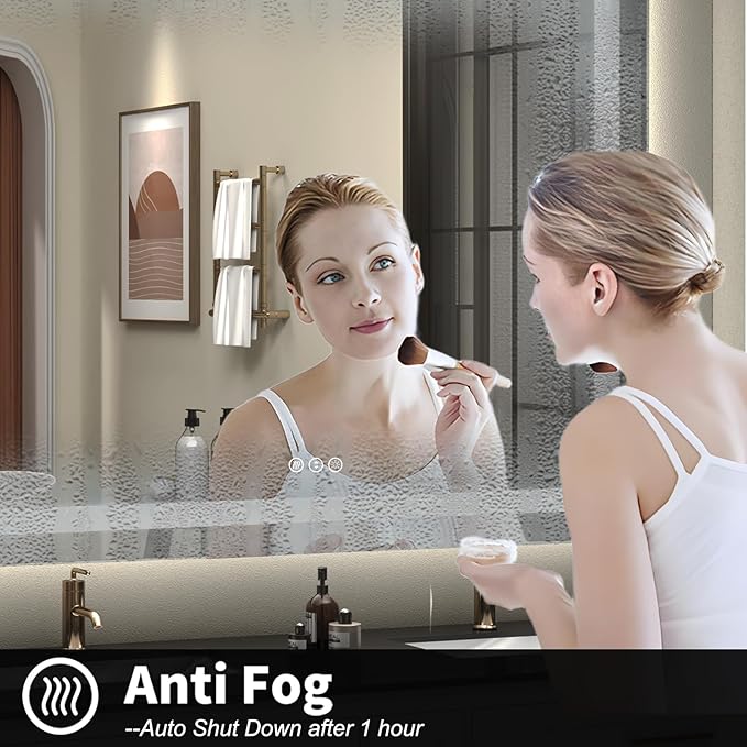 72x48 LED Lighted Mirror for Bathroom Wall Mounted, Dimmable Vanity Mirror with Lights, Anti-Fog, ETL Listed (Backlit and Front Lighted)