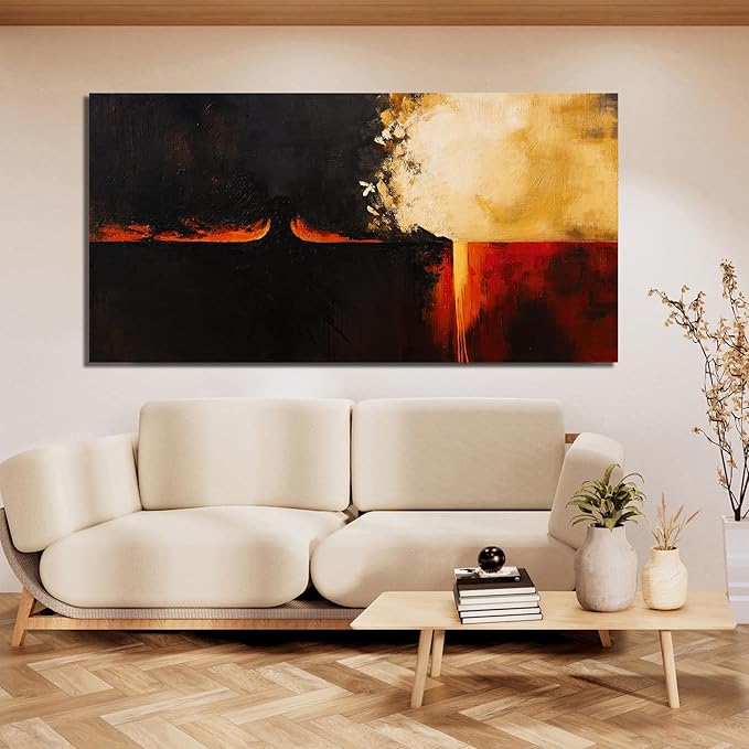 Canvas Wall Art Decor Large Wall Art Pictures For Living Room Black Red Vintage Wall Art Decor Abstract Art Work Decoration Modern Abstract Wall Art Prints For Bedroom Office Home Wall Decor 29" x 58"