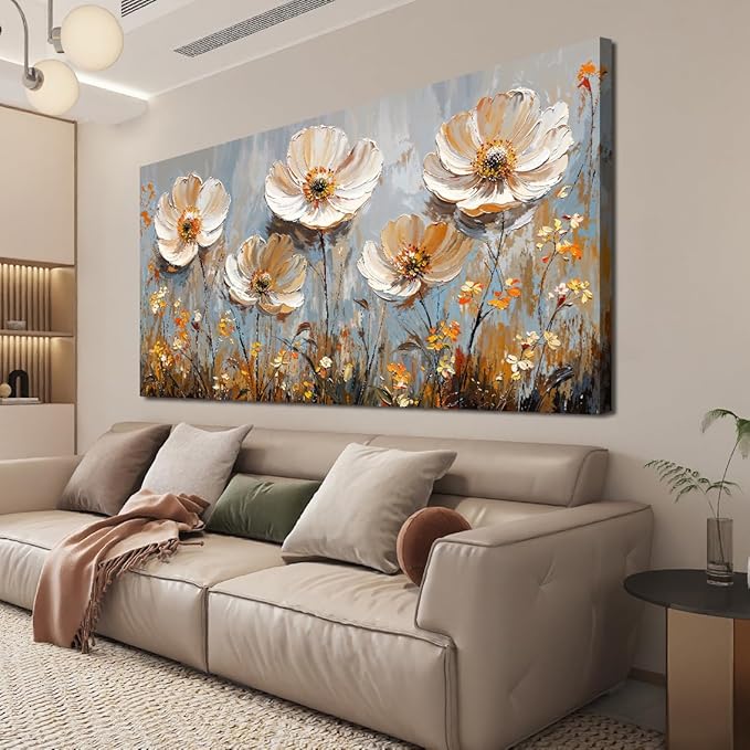 Canvas Wall Art Decor Art Work for Wall Decor Large Vintage Gold Wall Art Prints Wall Art Pictures for Living Room Nature Flower Wall Art Decorations Artwork for Walls Bedroom Office Decor 24" X 48"