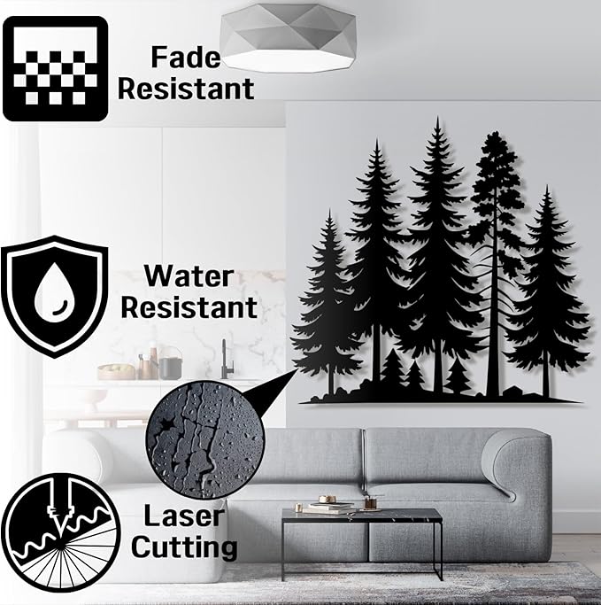 Metal Pine Tree Wall Art - Nature Decor, Christmas Pine Tree, Wall Hanging - 19"W x 18"H / 47 x 45 cm