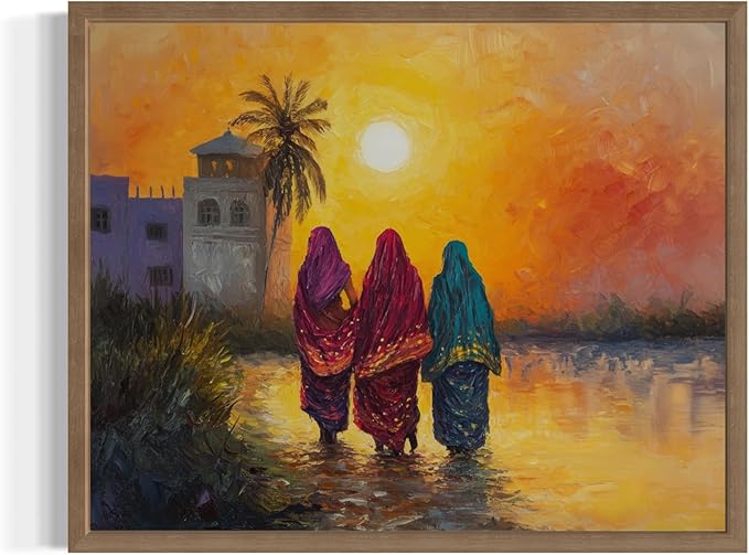 Bangladesh Art Print Poster, Asia Oriental Countries Culture Wall Art Asian Paintings for Bedroom Bathroom Living Room Decor 97 (Bangladesh, 16 x 20 inches, Wood Frame)