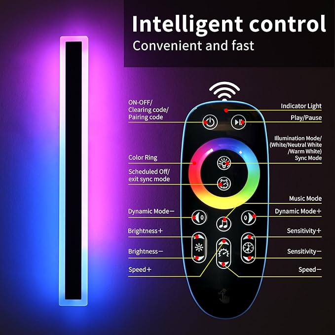 Mikeru Modern Outdoor Light Fixture, 39inch Modern RGB Outdoor Wall Light 10%-100% Dimmable with Memory Function Long Outdoor Porch Lights Featuring Multiple Modes and 12 Colors for Patio Entryway