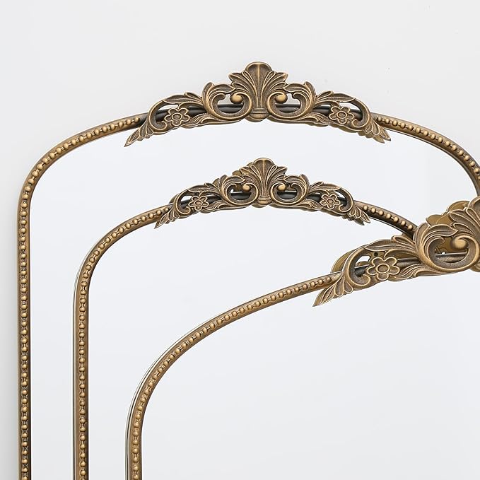 Micasso Ornate Antique Gold Mirror: 24"x 36" French Baroque Arched Mirror - Traditional Vintage Mirrors for Wall/Mantel/Entryway/Bathroom/Hallway - Home Decor for Living Room