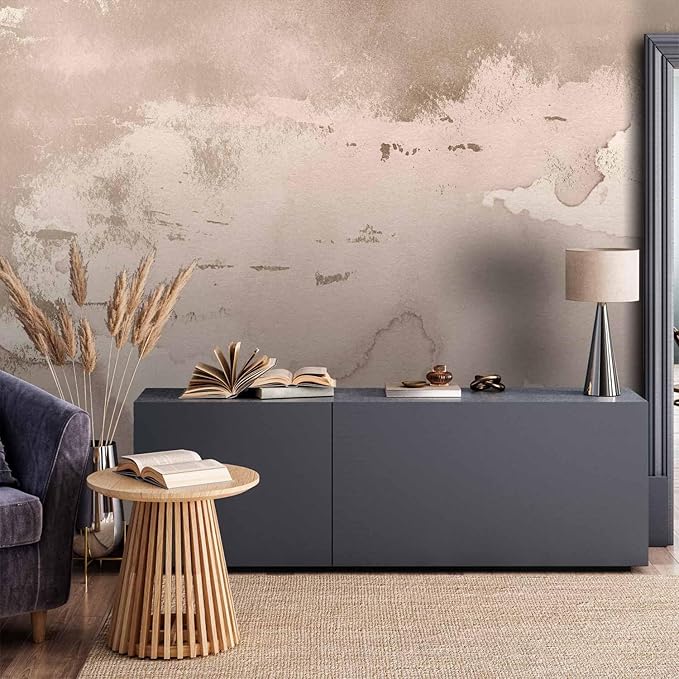 artgeist Wall Mural Concrete 173x124 in - Peel and Stick Self-Adhesive Wallpaper Removable Large Sticker Foil Wall Decor Print Picture Image Design Abstract Faux Stone Paint Stains Beige a-A-10180-a-a