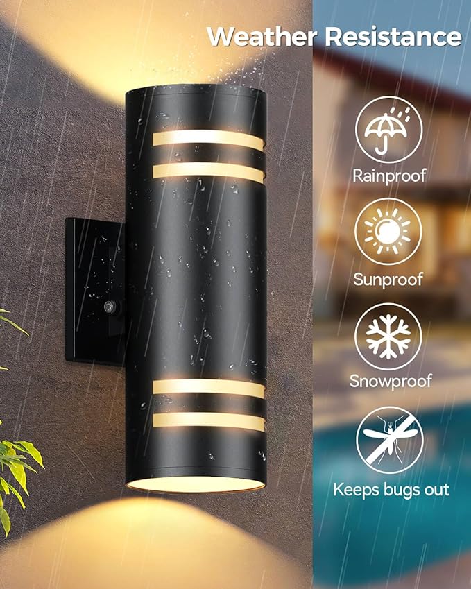 KIZON Smart Porch Light RGBCW Dusk to Dawn Outdoor Wall Lights, WiFi APP Control Exterior Wall Sconce Up and Down Lights Outdoor Lights for House Patio Garage, Compatible with Alexa Google Assistant