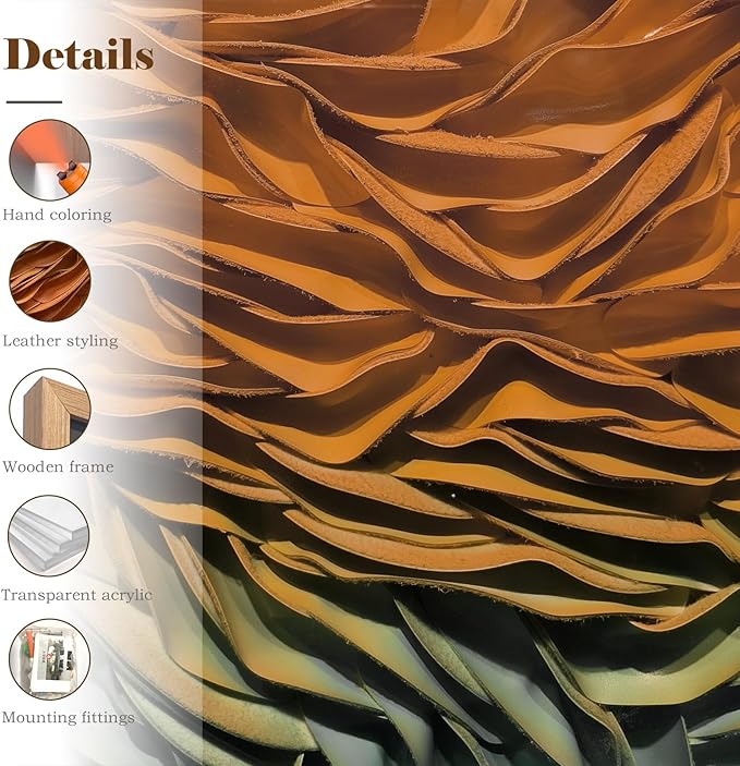 BrightA Textured Colorful Wall Art Handmade Leather Large Artwork Large Wall Art for Living Room Bedroom Hallway Wall Decor 39.4"x59"