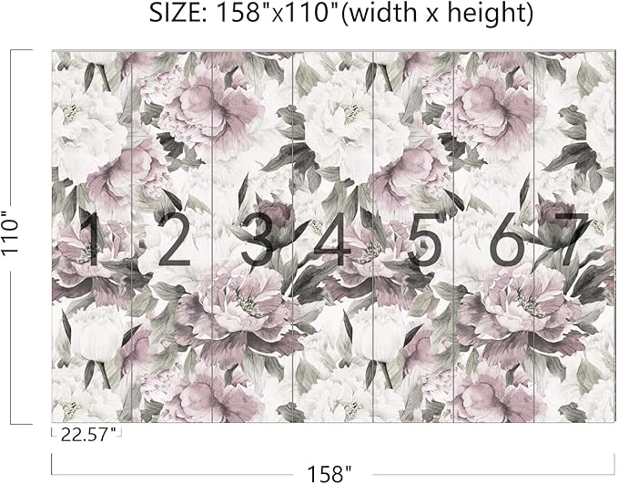 Cliouar-Vintage Purple Pink Rose Bedroom Living Room Decor Wallpaper Mural Bedroom Living Room Decor 158" x 110"(Not Self-Adhesive)