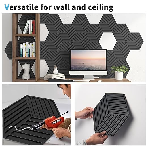 Art3d 33-Pack 3D Wall Panels, Textured Black 12"x12" Panels for Interior Accent Walls – Living Room, Bedroom, TV Background