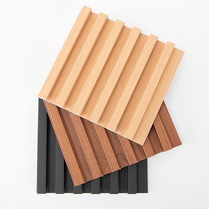Art3dwallpanels Wood Slat Wall Paneling, 3 Pack WPC Soundproof 3D Wall Panels for Interior Wall Decor, Fluted Textured Panel Wall Slats, Sample
