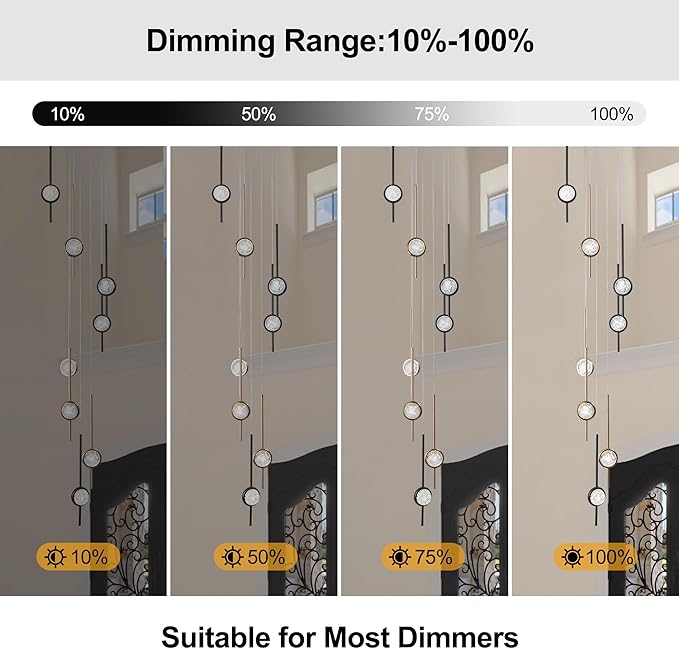 8-Light Chandelier,Crystal Globe Ball Bubble Chandelier with Special Black Gold pins.Black and Gold Chandelier for Spiral Staircase, Foyer, Entryway,High Ceiling (24W)