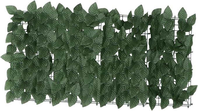 Artificial Leaf Hedge Fence Panel with Clasps UV Resistant Privacy Screen for Garden Balcony Wall Realistic Green Faux Leaves Decorative Outdoor Privacy Fence