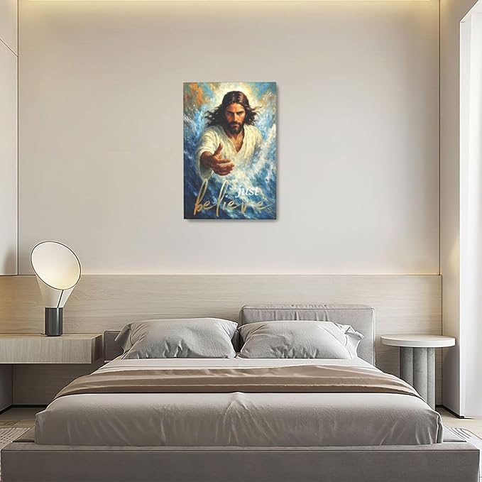 Christ Jesus Wall Art Christian Canvas Wall Decor Religious Bible Pictures Christ Paintings Prints Artwork Framed Divine Mercy Decorations For Church Prayer Room Bathroom Bedroom Living Room Gifts 16" x 24"
