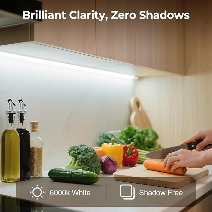 72inch Hardwired Under Cabinet Lighting for Kitchen,120V Wired Undercounter Led Strip Lights 6000K White Waterproof, Luces para Cocina Bajo Gabinete Under Shelf Lights for Sink/Workbench