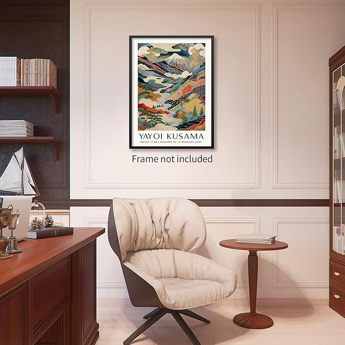 Japanese Canvas Wall Art Ya.yoi Kus.ama Mount Fuji Posters Asian Landscape Pictures Prints Modern Nature Mountain Artwork for Bathroom Living Room Bedroom Office Home Decor 12x16 inch Unframed