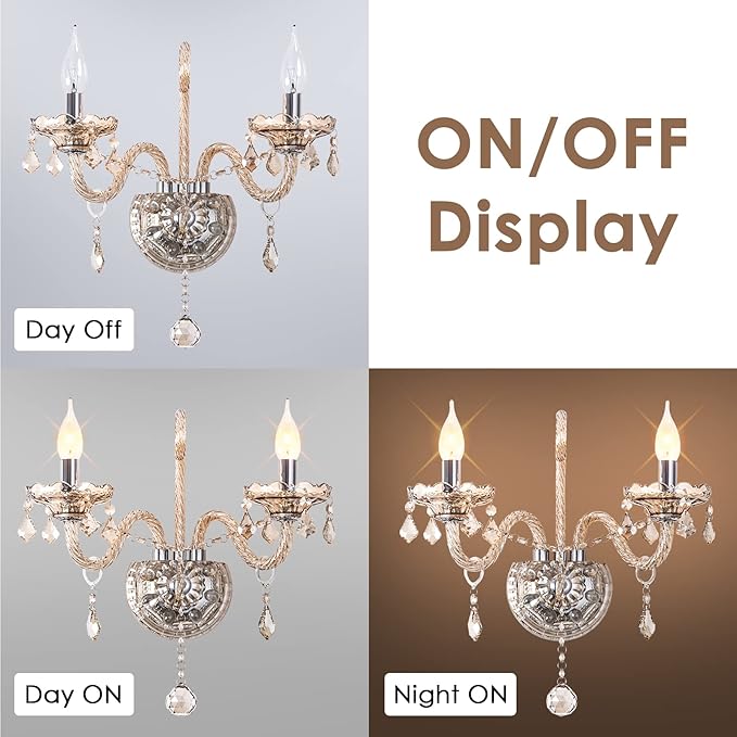 Classic Crystal Wall Sconce Crystal Wall Light 2 Lights European Style Wall Lamp with Double Head and Pendant for Hallway Living Room Luxurious Decor Lamps Hang on The Wall