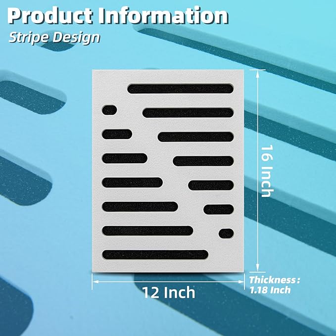 Art3d 6-Pack Self-Adhesive Soundproof Acoustic Panels for Wall, 16 x 12 Inch Stripe Design Noise Block with Polyester & Foam for Bedroom Studio Office